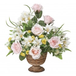 Photocatalyst Arrangement with Pink Roses and Lilies